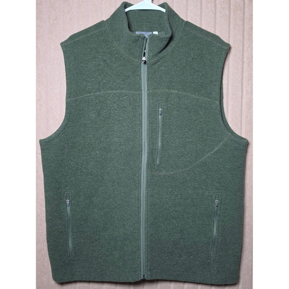 Ibex Merino Wool Full Zip Vest Mens XL Green Art of Wool Made in USA